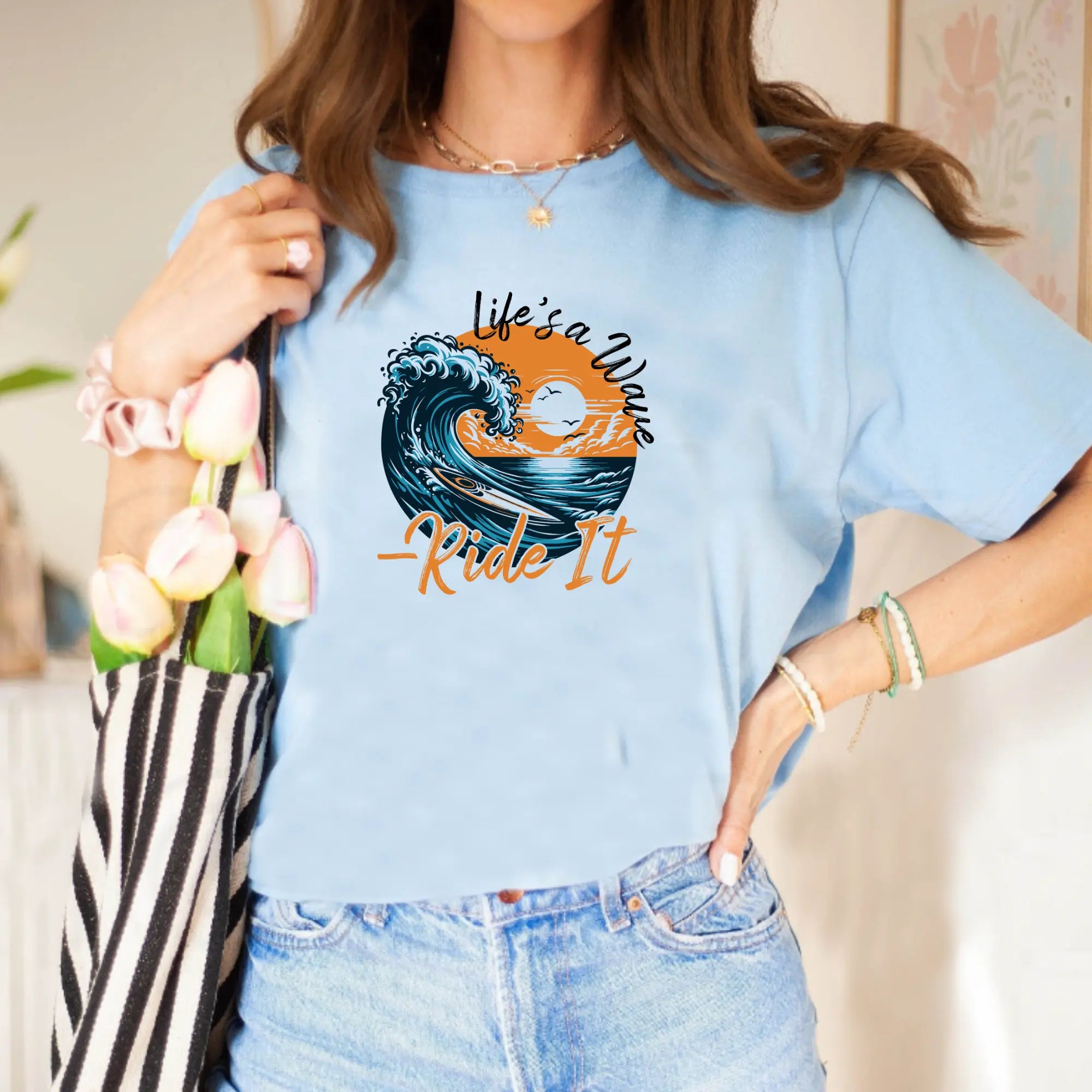 Life’s a Wave, Ride It – Surf-Inspired Unisex T-Shirt | Best Life’s a Wave Shirt Gift for Surfer | Teezers Apparel - Teezers