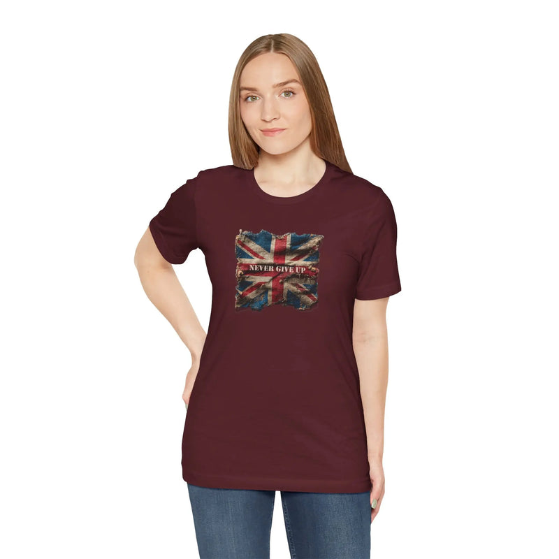 "Never Give Up" Inspirational Unisex T-Shirt – Motivational Quote Tee for Everyday Strength (UK) - Teezers