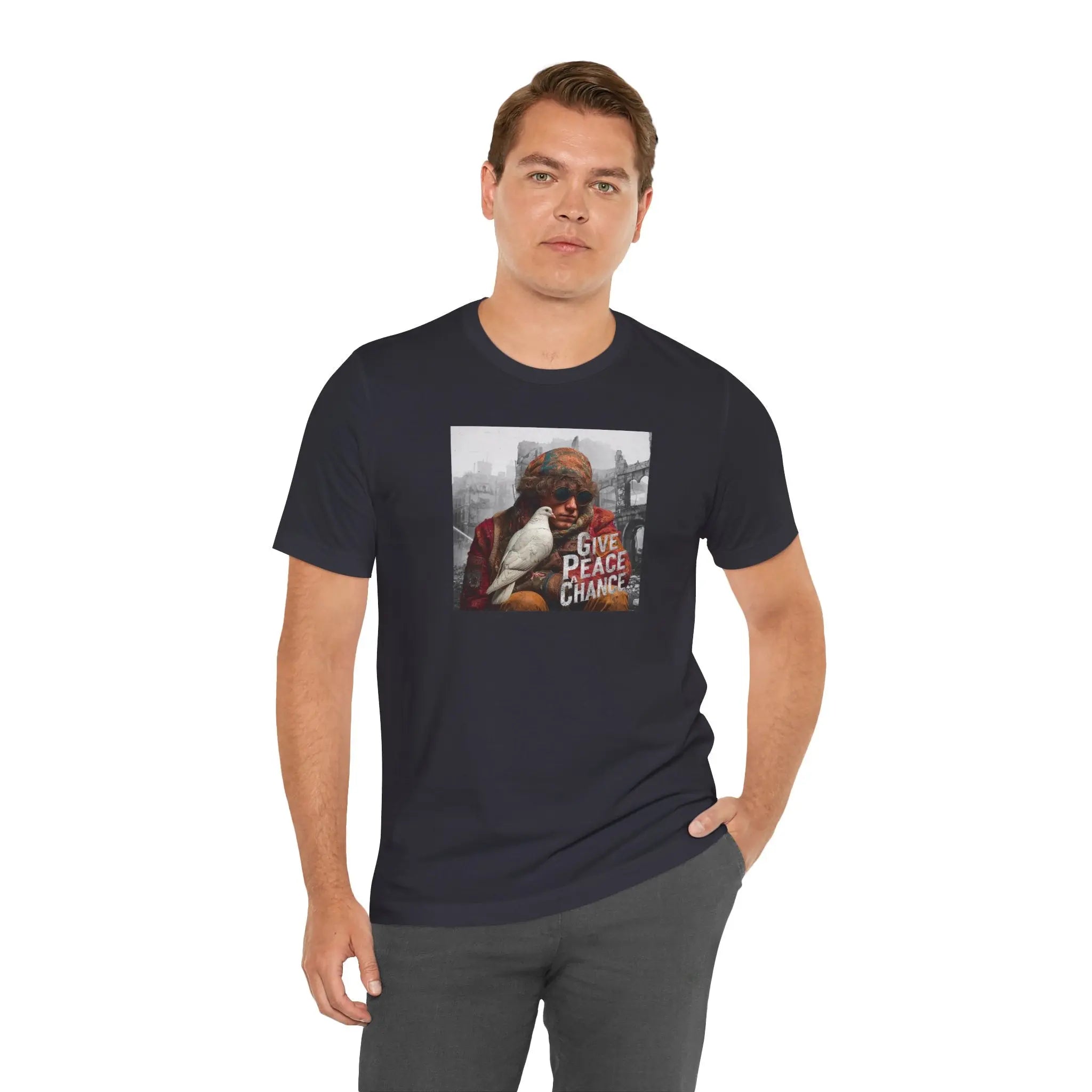 Boy and Dove Unisex T-Shirt | World Peace Symbol Anti-War T-shirt | Teezers Apparel - Teezers