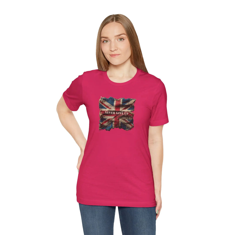 "Never Give Up" Inspirational Unisex T-Shirt – Motivational Quote Tee for Everyday Strength (UK) - Teezers