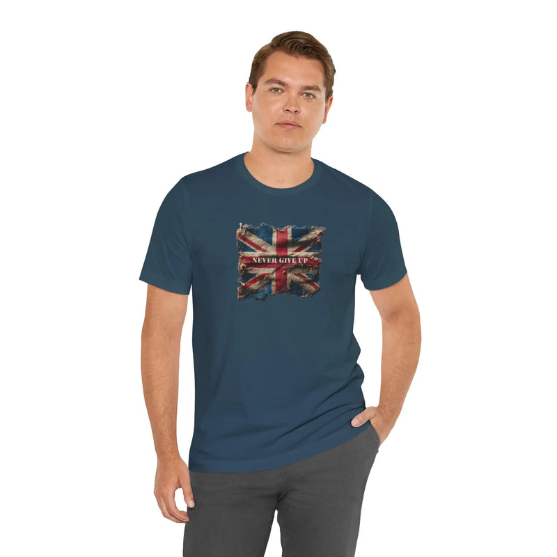 "Never Give Up" Inspirational Unisex T-Shirt – Motivational Quote Tee for Everyday Strength (UK) - Teezers