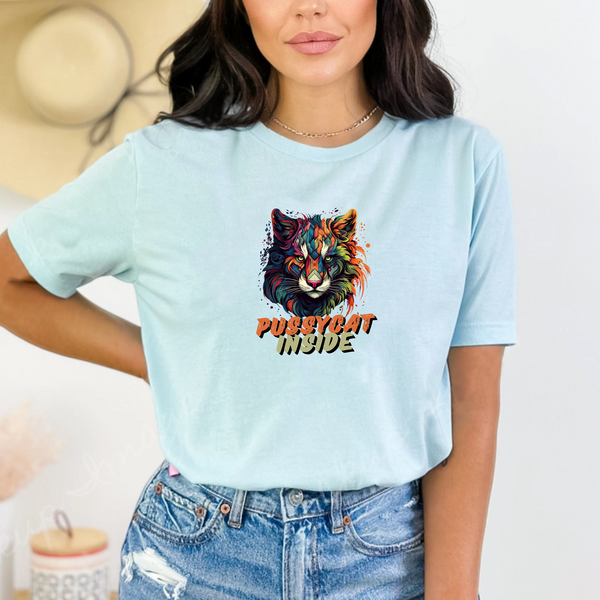 Pussycat Inside T-Shirt | Custom Cat Graphic Tee Unisex T-Shirt | Teezers Apparel