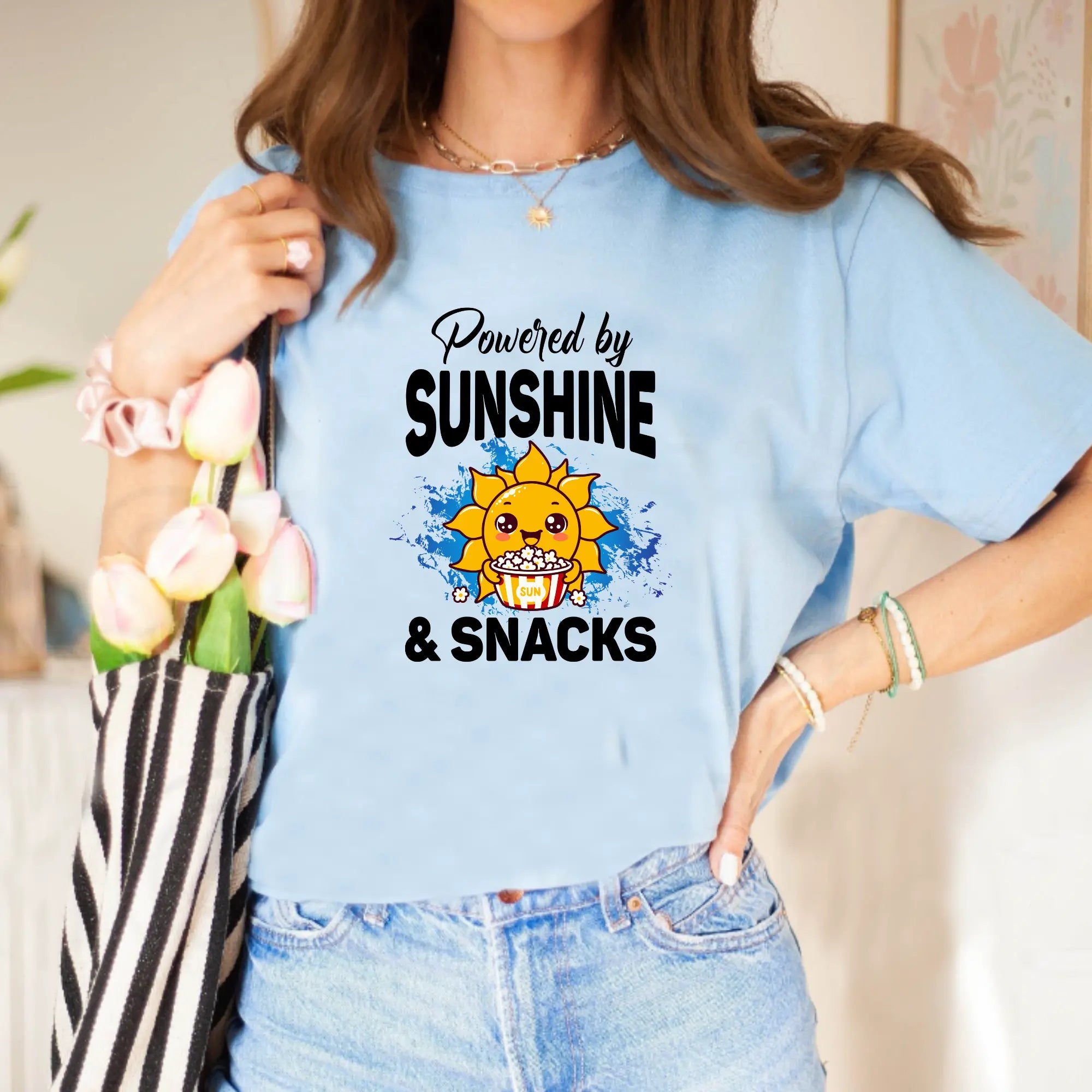 Powered By Sunshine & Snacks Unisex T-Shirt - Teezers