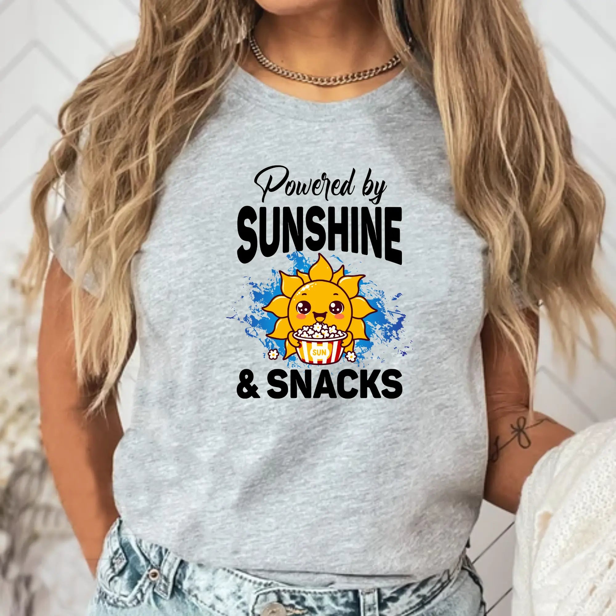 Powered By Sunshine & Snacks Unisex T-Shirt - Teezers