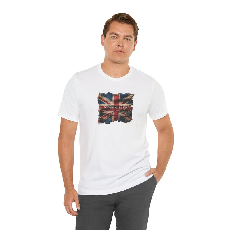 "Never Give Up" Inspirational Unisex T-Shirt – Motivational Quote Tee for Everyday Strength (UK) - Teezers