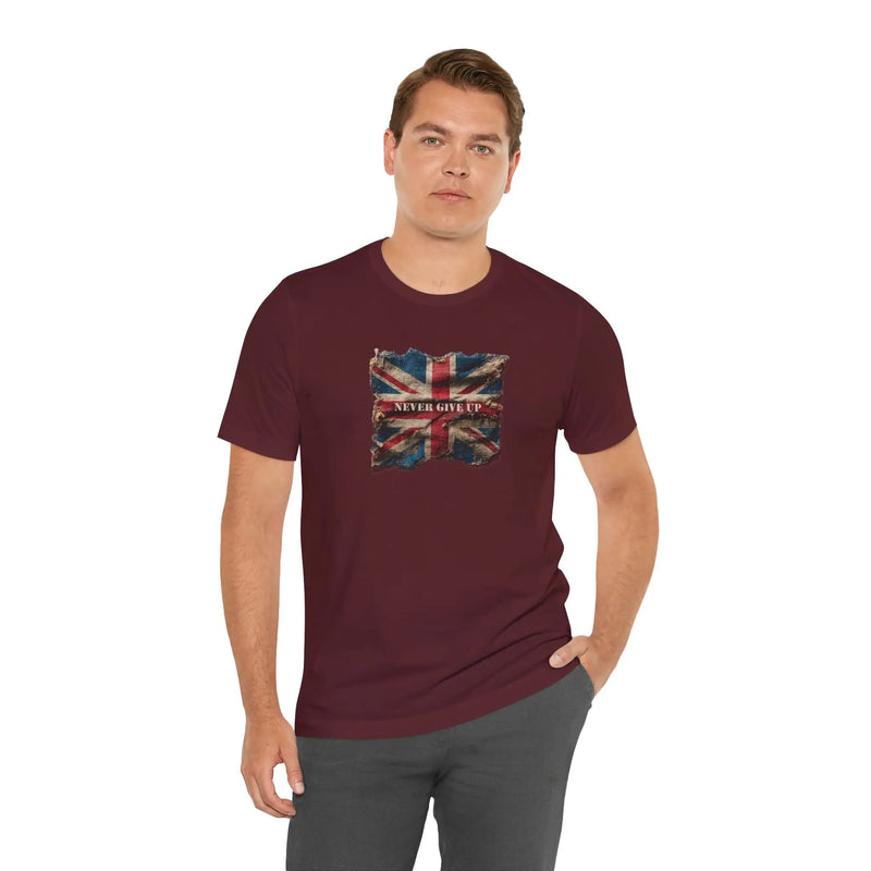 "Never Give Up" Inspirational Unisex T-Shirt – Motivational Quote Tee for Everyday Strength (UK) - Teezers