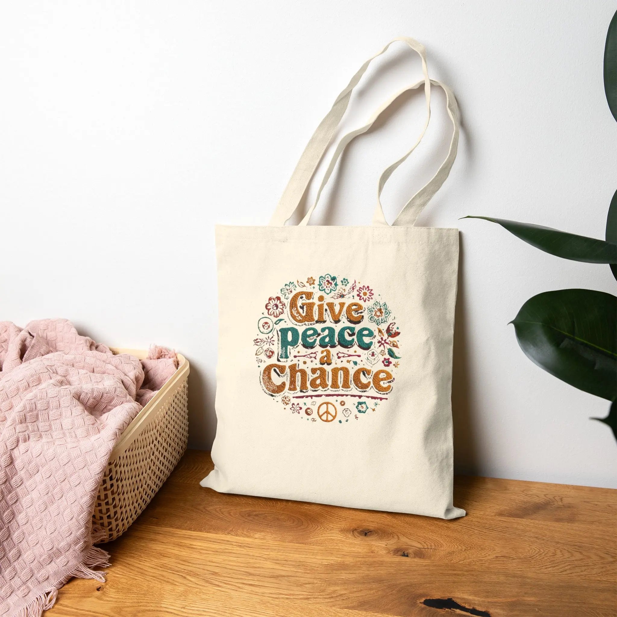 Give Peace A Chance | Custom Printed Anti-War Tote Bag | Teezers Apparel - Teezers