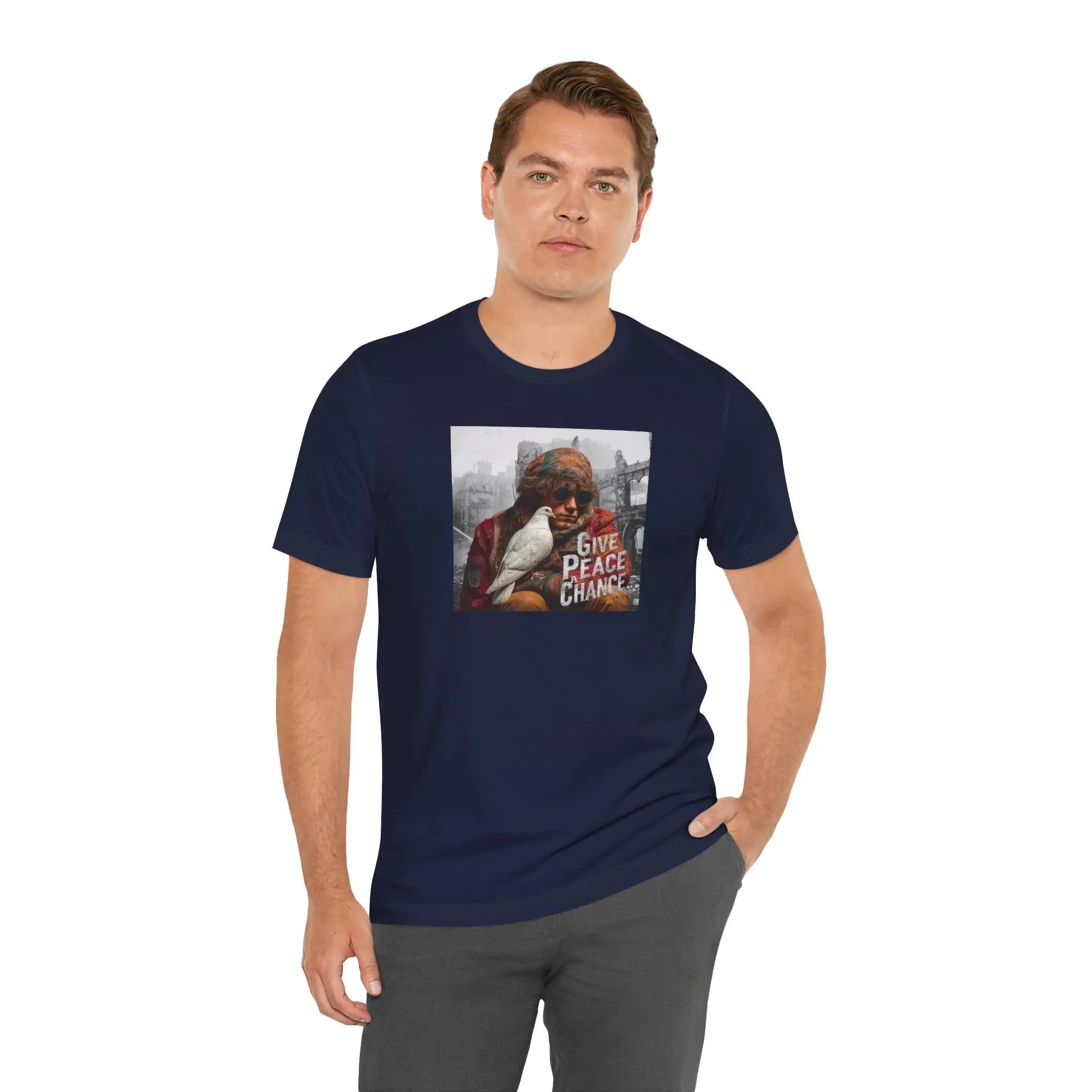 Boy and Dove Unisex T-Shirt | World Peace Symbol Anti-War T-shirt | Teezers Apparel - Teezers