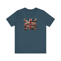 "We Will Never Surrender" Inspirational Unisex T-Shirt for Great Britain – Motivational Quote Tee for Everyday Strength (UK)