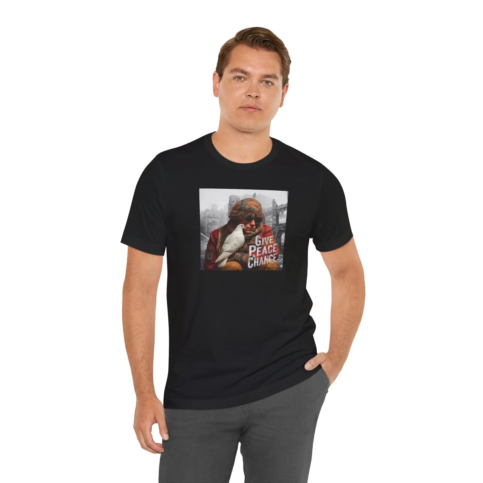 Boy and Dove Unisex T-Shirt | World Peace Symbol Anti-War T-shirt | Teezers Apparel - Teezers