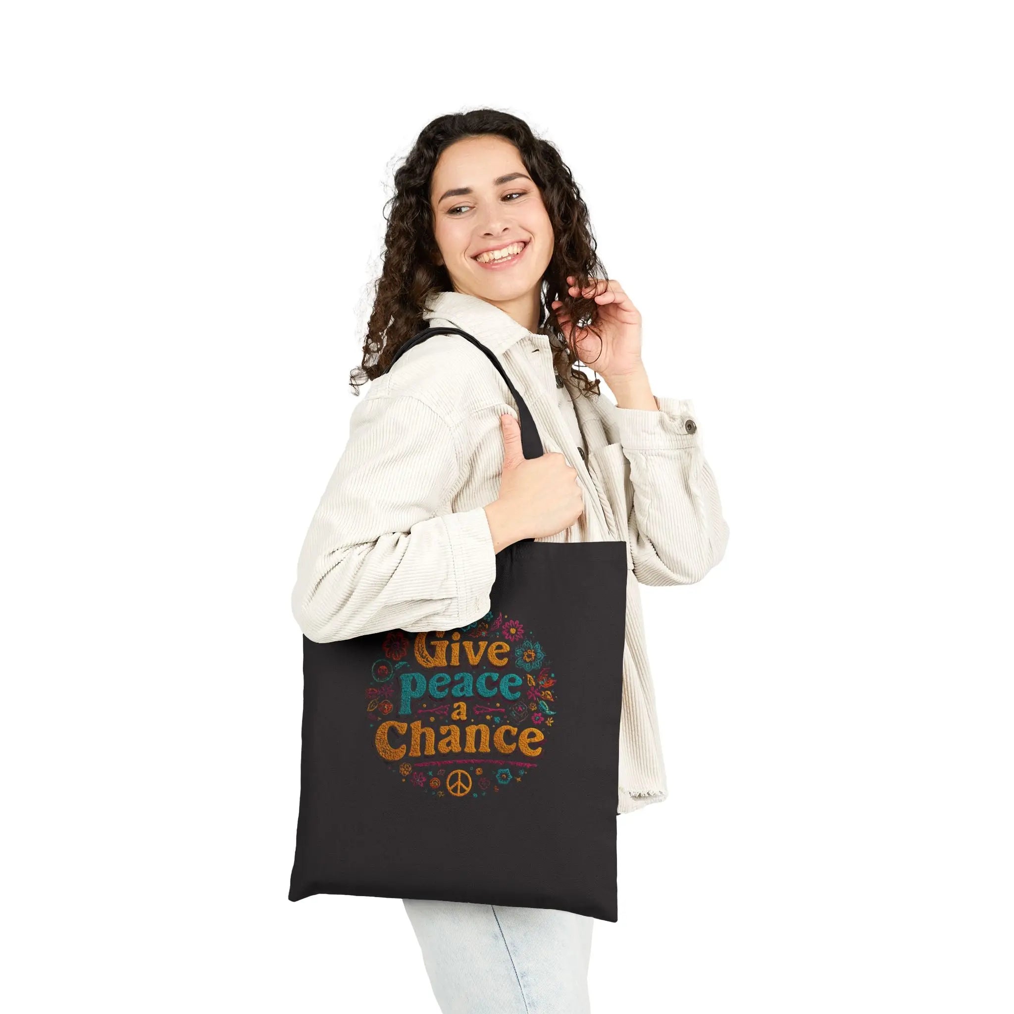 Give Peace A Chance | Custom Printed Anti-War Tote Bag | Teezers Apparel - Teezers