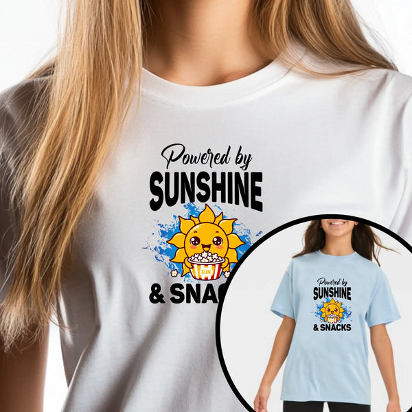 Powered By Sunshine & Snacks Unisex T-Shirt - Teezers