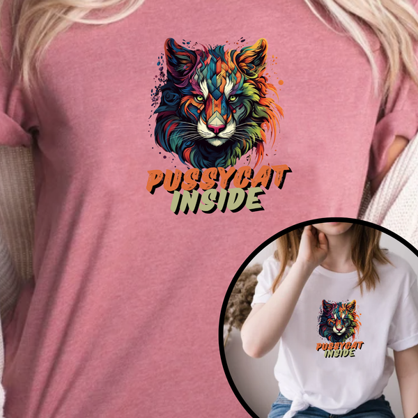 Pussycat Inside T-Shirt | Custom Cat Graphic Tee Unisex T-Shirt | Teezers Apparel