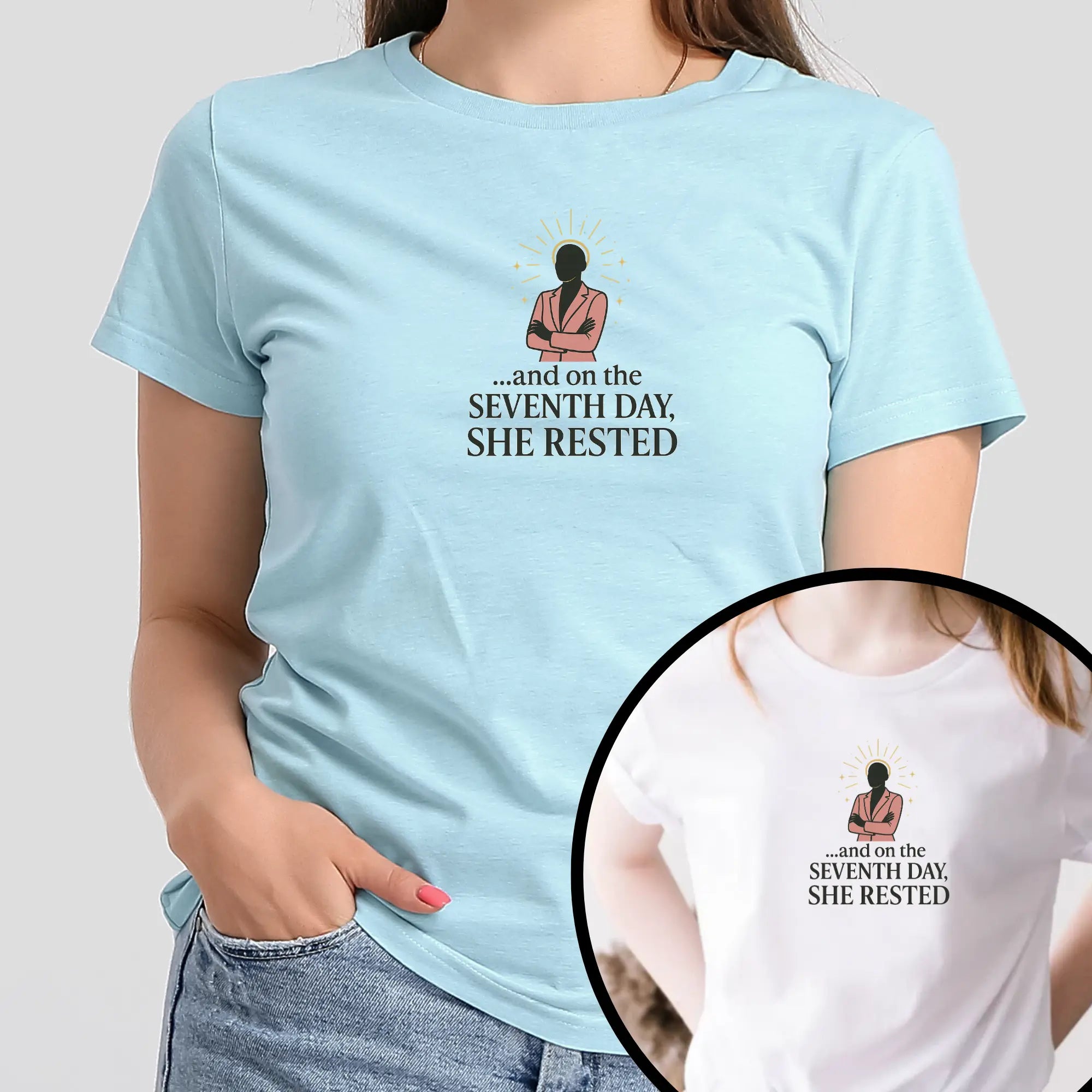 And On the 7th Day She Rested T-Shirt – Empowering Self-Care Tee for Women